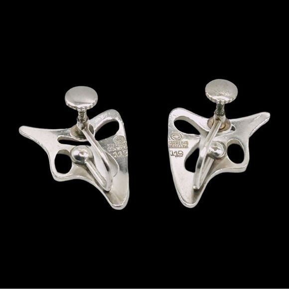 Georg Jensen Sterling Silver "Amoeba" Earrings No. 119 by Henning Koppel - Picture 5 of 5